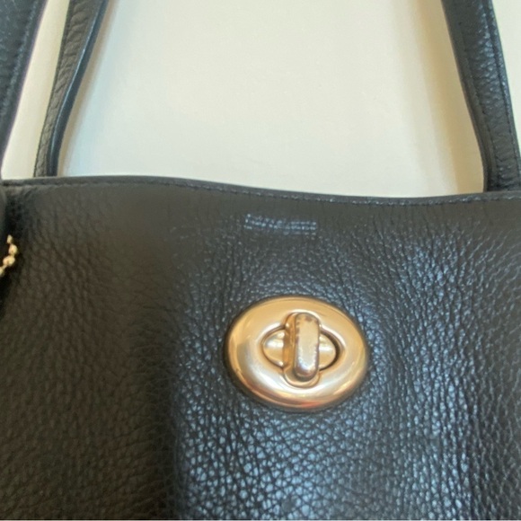 COACH F12184 Black Pebbled Leather TOWN Tote Shoulder Bag Purse Gold Hardware - Picture 15 of 16